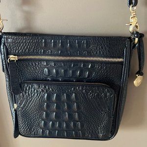 Brahmin crossbody bag with attached zippered wallet. Black